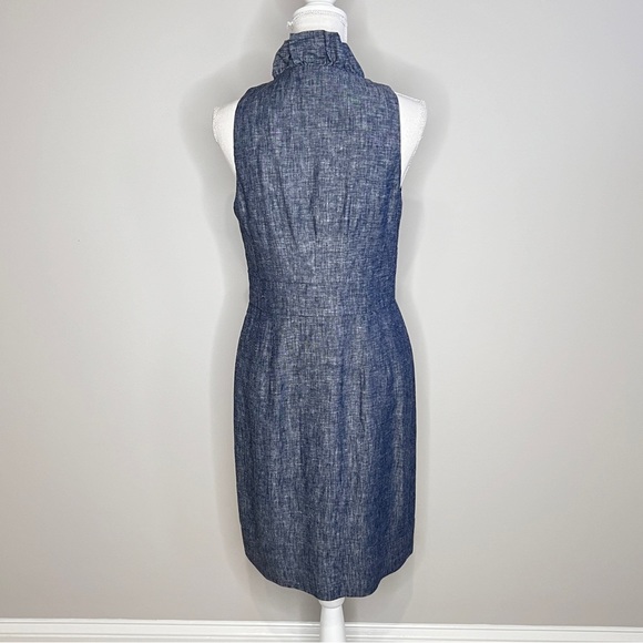 New Directions Chambray Linen Knee Length Sleeveless Sheath Dress Women Size 8 - Picture 5 of 9